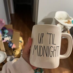 Rae Dunn White Mug with Black Text